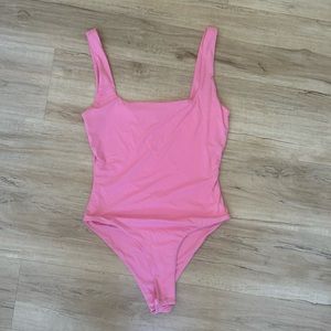 Pink square neck bodysuit